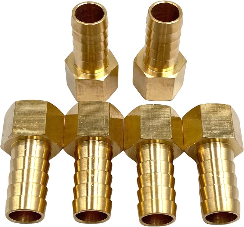 Bumugufu 6Pcs 3/8" NPT to 1/2" Barb Pipe Fitting Adapters,Brass 1/2" Barb x 3/8" NPT Female Hose Barb Fittings - Image 3